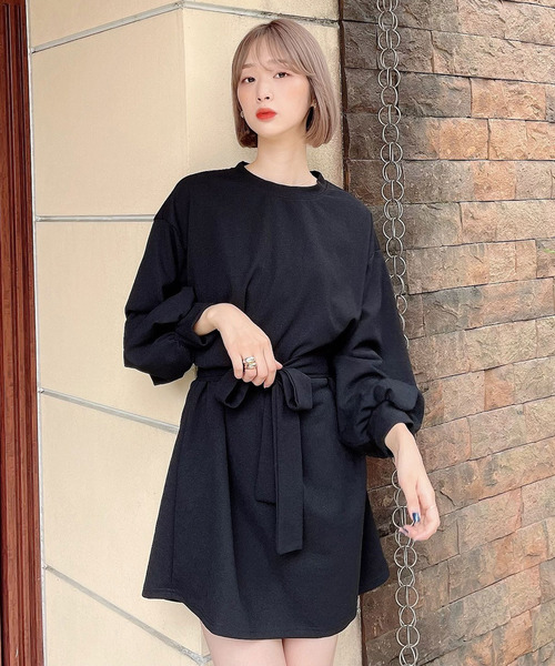 Voyage titty&Co.PETIT(ボヤージュティティアンドコープチ)の「【Voyage titty&Co. PETIT】ボリュームスリーブミニワンピース(ワンピース・レディース・ブラウン/オレンジ/ブラック・FREE)」の2枚目の写真