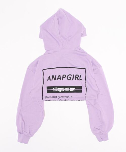 ANAP GｉRL（アナップガール）の「ショート丈フーディートップス（Tシャツ/カットソー・キッズ・ブラック/パープル・M/S）」の3枚目の写真