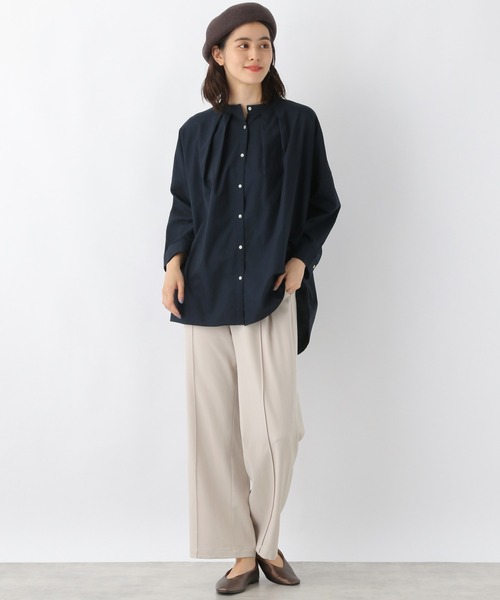 LEPSIM（レプシィム）の「オックスポンチョシャツ　957800（シャツ/ブラウス・レディース・ライトグリーン/オフホワイト/ネイビー・FREE）」の7枚目の写真