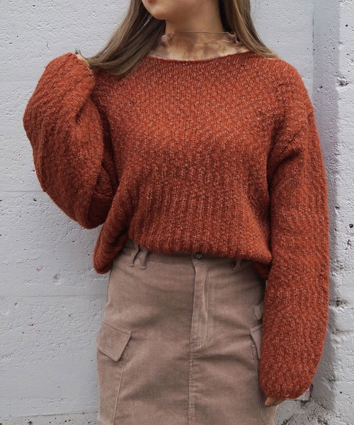 179/WG(イチナナキュウダブルジー)の「スラブヤーンニットプル(ニット/セーター・レディース・オフホワイト/オレンジ/ブルー/グリーン・FREE)」の4枚目の写真