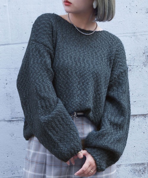 179/WG(イチナナキュウダブルジー)の「スラブヤーンニットプル(ニット/セーター・レディース・オフホワイト/オレンジ/ブルー/グリーン・FREE)」の3枚目の写真