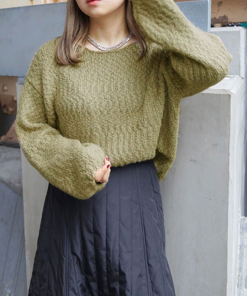 179/WG(イチナナキュウダブルジー)の「スラブヤーンニットプル(ニット/セーター・レディース・オフホワイト/オレンジ/ブルー/グリーン・FREE)」の2枚目の写真