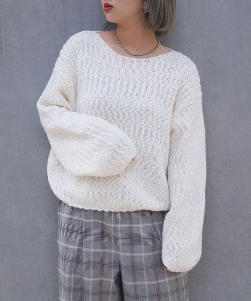 179/WG(イチナナキュウダブルジー)の「スラブヤーンニットプル(ニット/セーター・レディース・オフホワイト/オレンジ/ブルー/グリーン・FREE)」の17枚目の写真