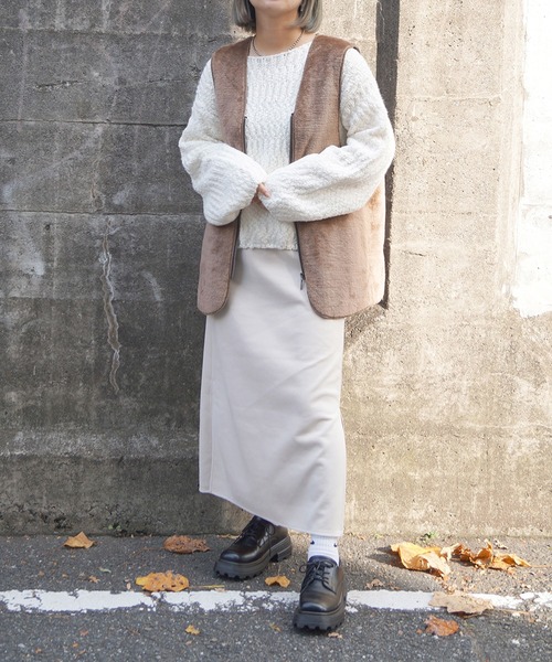 179/WG(イチナナキュウダブルジー)の「スラブヤーンニットプル(ニット/セーター・レディース・オフホワイト/オレンジ/ブルー/グリーン・FREE)」の18枚目の写真