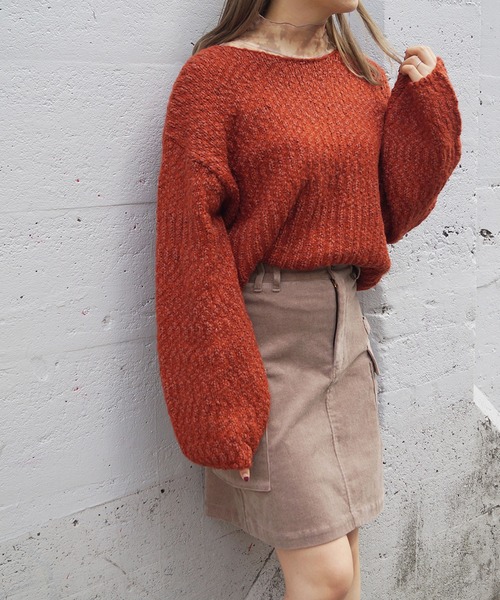 179/WG(イチナナキュウダブルジー)の「スラブヤーンニットプル(ニット/セーター・レディース・オフホワイト/オレンジ/ブルー/グリーン・FREE)」の21枚目の写真