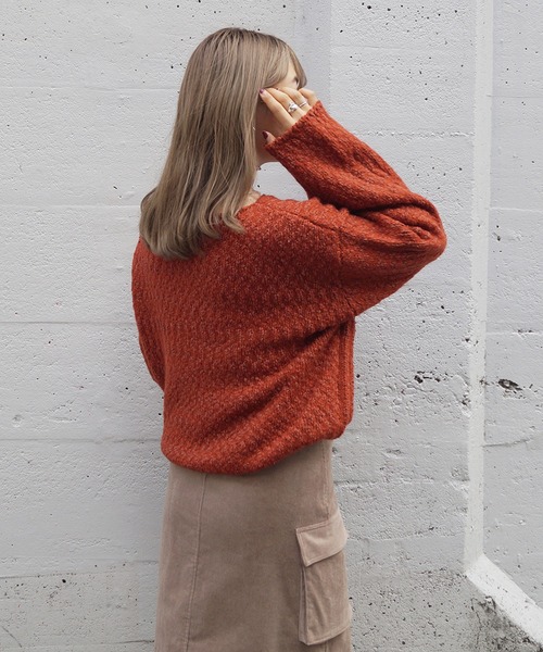 179/WG(イチナナキュウダブルジー)の「スラブヤーンニットプル(ニット/セーター・レディース・オフホワイト/オレンジ/ブルー/グリーン・FREE)」の22枚目の写真