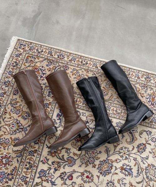 mood for a day(ムードフォーアデイ)の「square socks long boots / スクエアソックスロングブーツ(ブーツ・レディース・ブラック/ブラウン・23.5cm/24.5cm/23.0cm/24.0cm/25.0cm)」の2枚目の写真