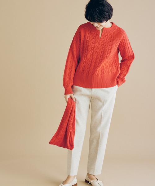 CLEARIMPRESSION (クリアインプレッション)の「圧縮ウール タックテーパードパンツ【セットアップ対応】(その他パンツ・レディース・パープル/アイボリー/キャメル・9号/7号)」の2枚目の写真