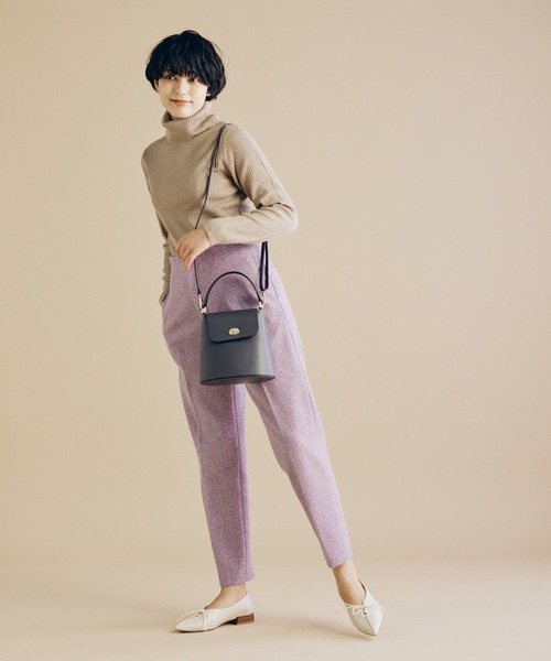 CLEARIMPRESSION (クリアインプレッション)の「圧縮ウール タックテーパードパンツ【セットアップ対応】(その他パンツ・レディース・パープル/アイボリー/キャメル・9号/7号)」の7枚目の写真