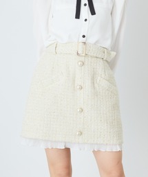 プリーツフリルツイードスカート