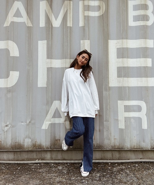 esutoreja(エストレジャ)の「ストライプデザインデニム(デニムパンツ・レディース・ライトブルー/ブルー・S/M)」の7枚目の写真