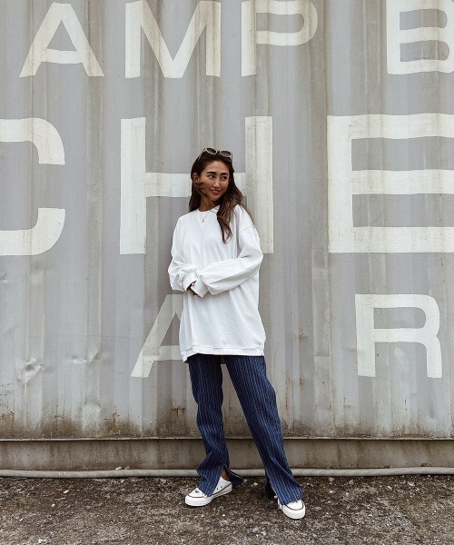 esutoreja(エストレジャ)の「ストライプデザインデニム(デニムパンツ・レディース・ライトブルー/ブルー・S/M)」の8枚目の写真