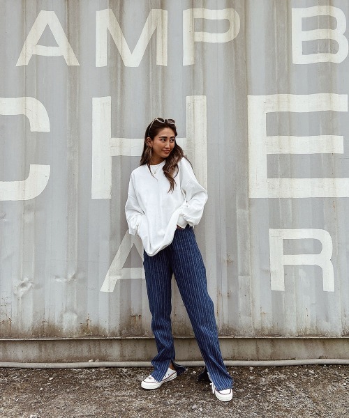 esutoreja(エストレジャ)の「ストライプデザインデニム(デニムパンツ・レディース・ライトブルー/ブルー・S/M)」の9枚目の写真