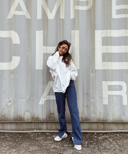 esutoreja(エストレジャ)の「ストライプデザインデニム(デニムパンツ・レディース・ライトブルー/ブルー・S/M)」の10枚目の写真