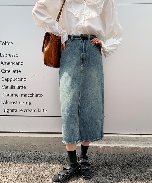 Mayree(メイリー)の「【Mayree】レトロハイウエストAラインデニムスカート 2021AW(デニムスカート・レディース・ブルー・MEDIUM/SMALL)」の5枚目の写真