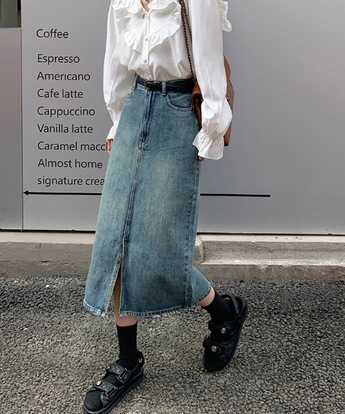 Mayree(メイリー)の「【Mayree】レトロハイウエストAラインデニムスカート 2021AW(デニムスカート・レディース・ブルー・MEDIUM/SMALL)」の6枚目の写真