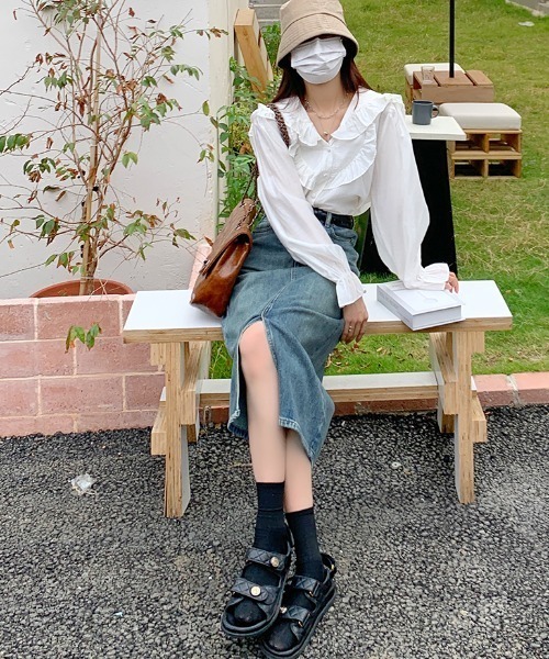 Mayree(メイリー)の「【Mayree】レトロハイウエストAラインデニムスカート 2021AW(デニムスカート・レディース・ブルー・MEDIUM/SMALL)」の11枚目の写真