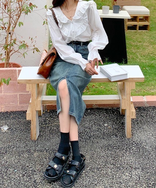 Mayree(メイリー)の「【Mayree】レトロハイウエストAラインデニムスカート 2021AW(デニムスカート・レディース・ブルー・MEDIUM/SMALL)」の14枚目の写真