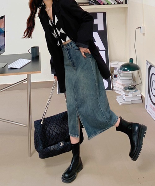 Mayree(メイリー)の「【Mayree】レトロハイウエストAラインデニムスカート 2021AW(デニムスカート・レディース・ブルー・MEDIUM/SMALL)」の19枚目の写真