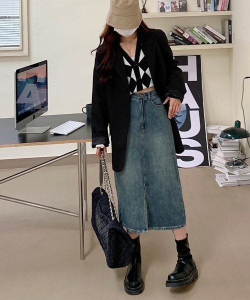 Mayree(メイリー)の「【Mayree】レトロハイウエストAラインデニムスカート 2021AW(デニムスカート・レディース・ブルー・MEDIUM/SMALL)」の2枚目の写真