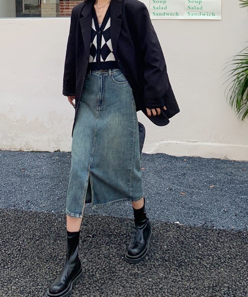 Mayree(メイリー)の「【Mayree】レトロハイウエストAラインデニムスカート 2021AW(デニムスカート・レディース・ブルー・MEDIUM/SMALL)」の3枚目の写真