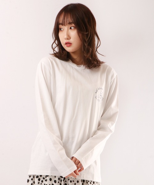 FUNALIVE(ファンアライブ)の「SURFドッグイラスト長袖Tシャツ(Tシャツ/カットソー・メンズ・ブルーグリーン/ホワイト・S/L/M)」の2枚目の写真