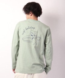 SURFドッグイラスト長袖Tシャツ