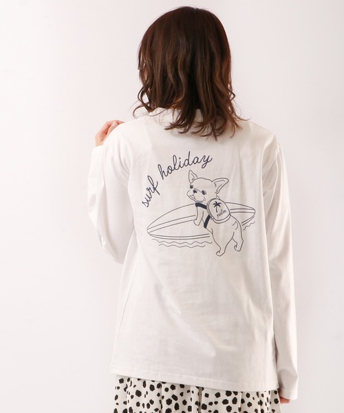 FUNALIVE(ファンアライブ)の「SURFドッグイラスト長袖Tシャツ(Tシャツ/カットソー・メンズ・ブルーグリーン/ホワイト・S/L/M)」の14枚目の写真