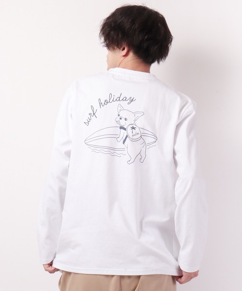 FUNALIVE(ファンアライブ)の「SURFドッグイラスト長袖Tシャツ(Tシャツ/カットソー・メンズ・ブルーグリーン/ホワイト・S/L/M)」の21枚目の写真