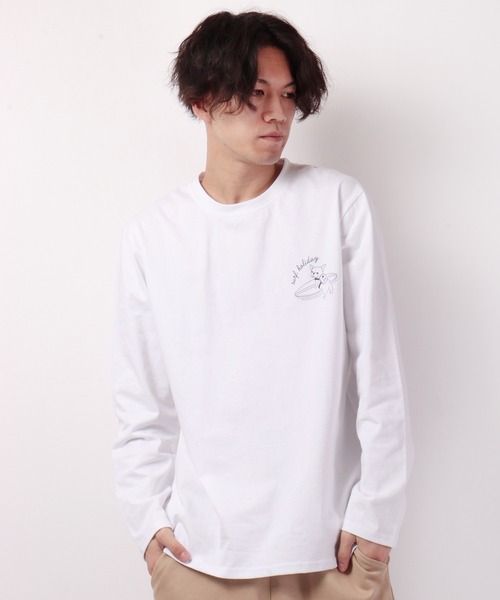 FUNALIVE(ファンアライブ)の「SURFドッグイラスト長袖Tシャツ(Tシャツ/カットソー・メンズ・ブルーグリーン/ホワイト・S/L/M)」の17枚目の写真