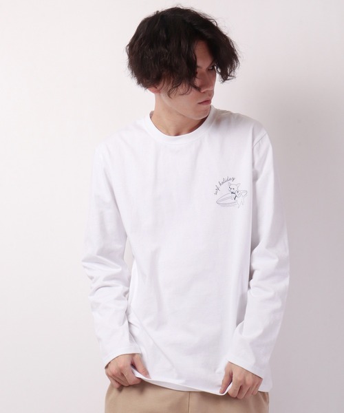 FUNALIVE(ファンアライブ)の「SURFドッグイラスト長袖Tシャツ(Tシャツ/カットソー・メンズ・ブルーグリーン/ホワイト・S/L/M)」の19枚目の写真