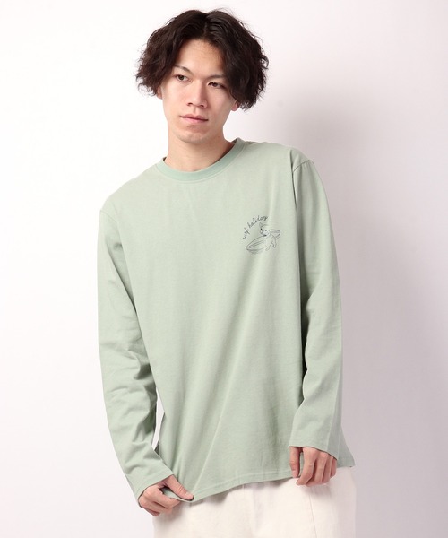 FUNALIVE(ファンアライブ)の「SURFドッグイラスト長袖Tシャツ(Tシャツ/カットソー・メンズ・ブルーグリーン/ホワイト・S/L/M)」の8枚目の写真