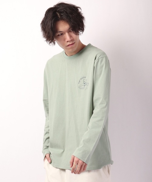 FUNALIVE(ファンアライブ)の「SURFドッグイラスト長袖Tシャツ(Tシャツ/カットソー・メンズ・ブルーグリーン/ホワイト・S/L/M)」の9枚目の写真