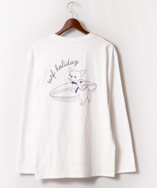 FUNALIVE(ファンアライブ)の「SURFドッグイラスト長袖Tシャツ(Tシャツ/カットソー・メンズ・ブルーグリーン/ホワイト・S/L/M)」の12枚目の写真