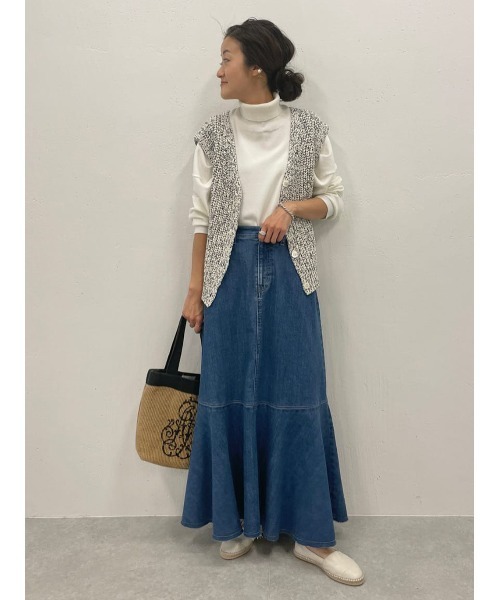 BEARDSLEY（ビアズリー）の「ドルマンシルエット コットンハイネックプルオーバー（ニット/セーター・レディース・ホワイト/ライトグレー・FREE）」の12枚目の写真