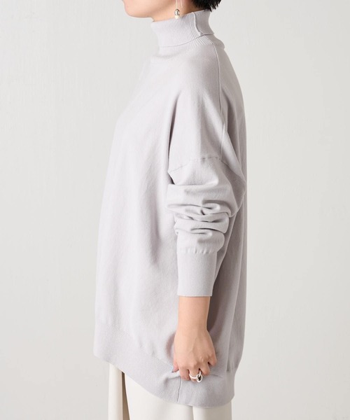 BEARDSLEY（ビアズリー）の「ドルマンシルエット コットンハイネックプルオーバー（ニット/セーター・レディース・ホワイト/ライトグレー・FREE）」の18枚目の写真