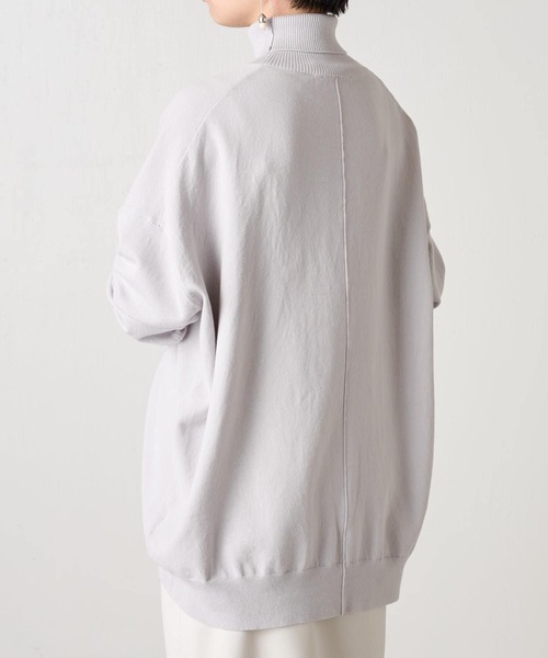 BEARDSLEY（ビアズリー）の「ドルマンシルエット コットンハイネックプルオーバー（ニット/セーター・レディース・ホワイト/ライトグレー・FREE）」の19枚目の写真