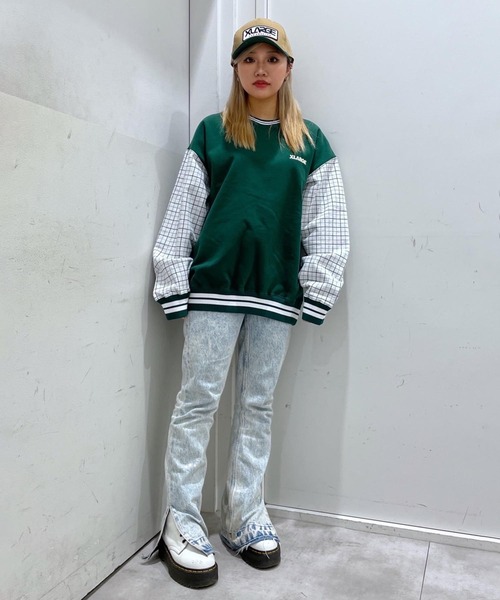 ARTEX / スウェット/L/コットン/CML/ストライプ XLARGE（エクストララージ）の「STANDARD LOGO MIXED CREWNECK SWEAT