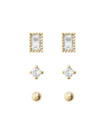 ビジュー×メタルピアス[3ペアセット]