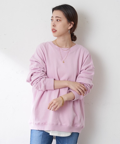 SHENERY（シーナリー）の「バックV裏毛プルオーバー（Tシャツ/カットソー・レディース・オフホワイト/グレー系その他/ピンク・FREE）」の7枚目の写真