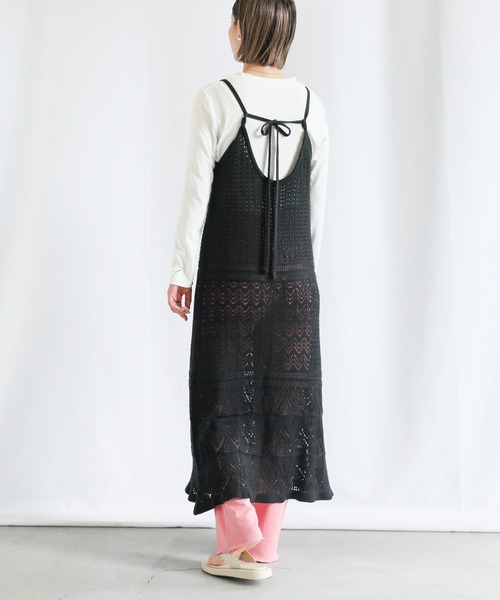 select MOCA（セレクトモカ）の「透かし編みニットキャミワンピース（ワンピース・レディース・ブラック/オレンジ/グリーン/アイボリー・FREE）」の18枚目の写真