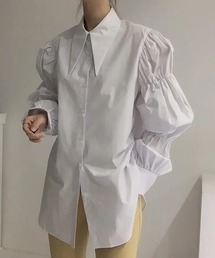 シャーピーカラーギャザースリーブシャツ