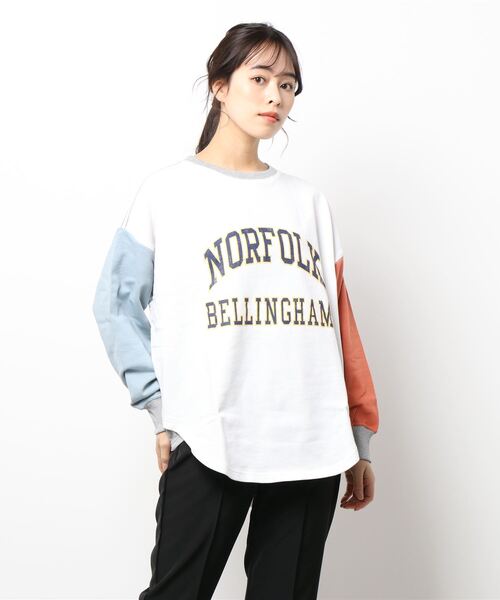 KRIFF MAYER Lady's Collection(クリフメイヤーレディースコレクション)の「ビッグシルエットミニ裏毛クルー(スウェット・レディース・ネイビー/オフホワイト/サックスブルー/オレンジ/その他5/カラフル・MEDIUM/LARGE)」の1枚目の写真