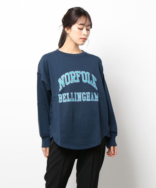 KRIFF MAYER Lady's Collection(クリフメイヤーレディースコレクション)の「ビッグシルエットミニ裏毛クルー(スウェット・レディース・ネイビー/オフホワイト/サックスブルー/オレンジ/その他5/カラフル・MEDIUM/LARGE)」の3枚目の写真