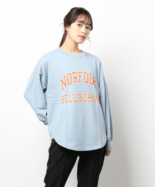 KRIFF MAYER Lady's Collection(クリフメイヤーレディースコレクション)の「ビッグシルエットミニ裏毛クルー(スウェット・レディース・ネイビー/オフホワイト/サックスブルー/オレンジ/その他5/カラフル・MEDIUM/LARGE)」の4枚目の写真