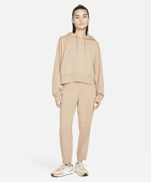 NIKE(ナイキ)の「《セットアップ対応商品》ナイキ スポーツウェア ウィメンズ オーバーサイズド ジャージー プルオーバー パーカー / Nike Sportswear Women's Oversized Jersey Pullover Hoodie(パーカー・レディース・カーキ系1/ブラック/クリーム・S/M/L/2XL/XL/XS)」の4枚目の写真