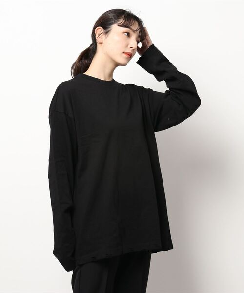 GENXDER(ノンジェンダー)の「【genxder】ユニセックス綿100%無地ゆったりダメージロング袖T(Tシャツ/カットソー・メンズ・ダークグレー/グレー/ライトグリーン/ブラック/ホワイト・X-LARGE/LARGE/MEDIUM)」の9枚目の写真