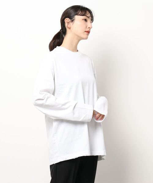 GENXDER(ノンジェンダー)の「【genxder】ユニセックス綿100%無地ゆったりダメージロング袖T(Tシャツ/カットソー・メンズ・ダークグレー/グレー/ライトグリーン/ブラック/ホワイト・X-LARGE/LARGE/MEDIUM)」の8枚目の写真