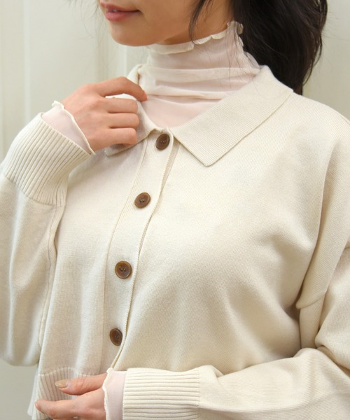 sango（sango）の「襟付きニットカーディガン（カーディガン/ボレロ・レディース・ベージュ系その他・FREE）」の4枚目の写真