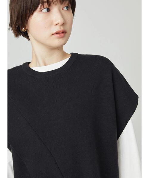 AMERICAN HOLIC(アメリカンホリック)の「アシンメトリーニットベスト(ベスト・レディース・ブラック/ライトベージュ・M/L)」の12枚目の写真